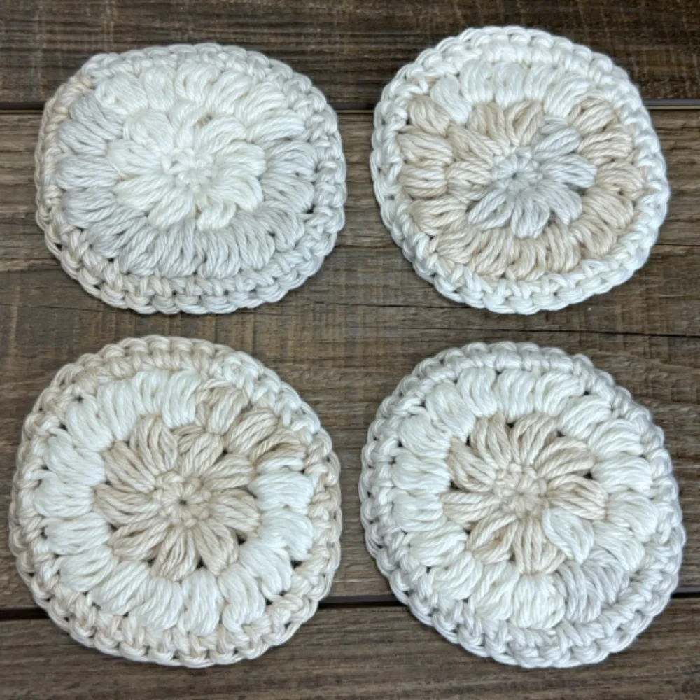 Handcrafted Crochet Face Cleaning‎ Round Scrubbies Set Cotton Yarn